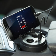 CARICATORE DOPPIO USB DA AUTO CON SUPPORTO