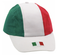 VIVA ITALIA  Cappello Tricolore Con Visiera E Bandiera