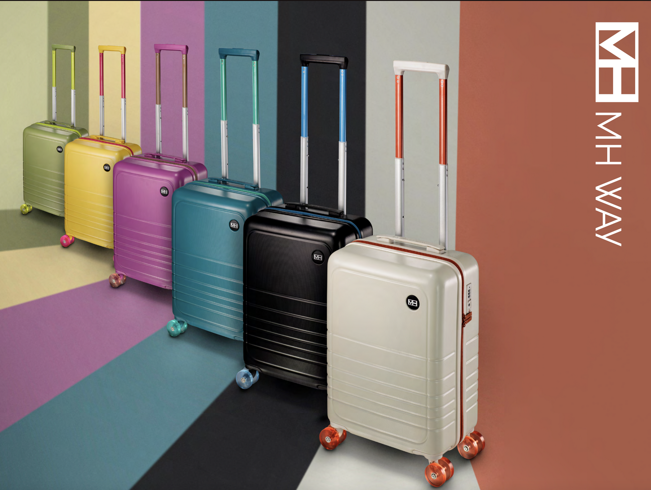 MH WAY Trolley in ABS da 20′, 4 doppie ruote silenziose in TPU semitrasparenti e multidirezionali